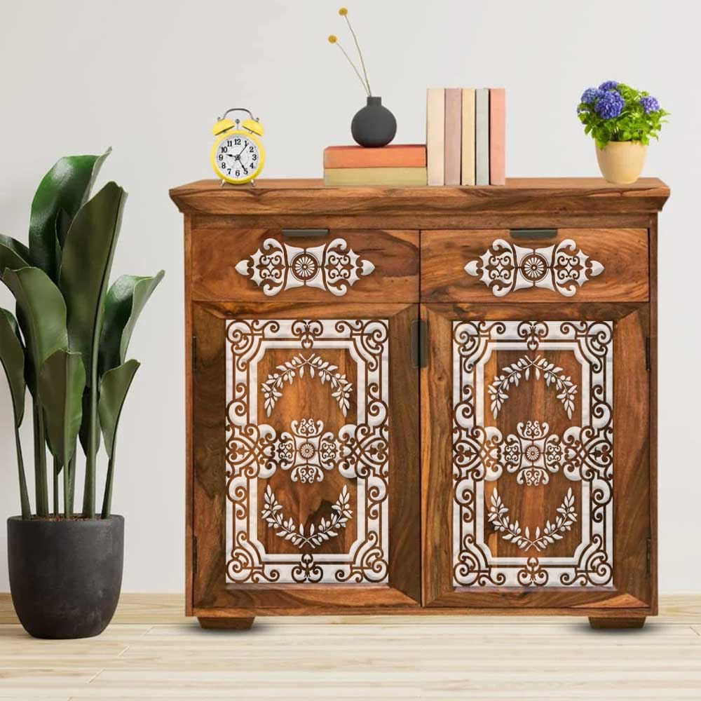 Grecian Filigree Frame Stencil for Wall, Furniture & Floor Décor – Classic Ornamental Border Design – ID# 732