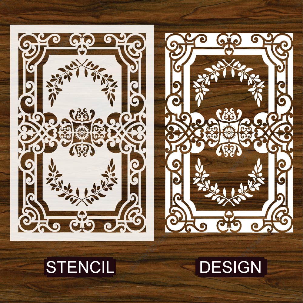 Grecian Filigree Frame Stencil for Wall, Furniture & Floor Décor – Classic Ornamental Border Design – ID# 732