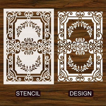 Grecian Filigree Frame Stencil for Wall, Furniture & Floor Décor – Classic Ornamental Border Design – ID# 732
