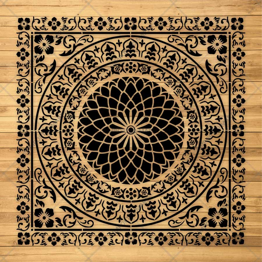 Floral Medallion Mandala Stencil for Walls, Floors & Tiles – Ornamental Decorative Pattern – ID# 735