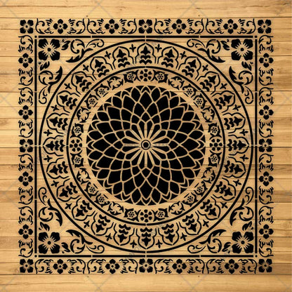 Floral Medallion Mandala Stencil for Walls, Floors & Tiles – Ornamental Decorative Pattern – ID# 735