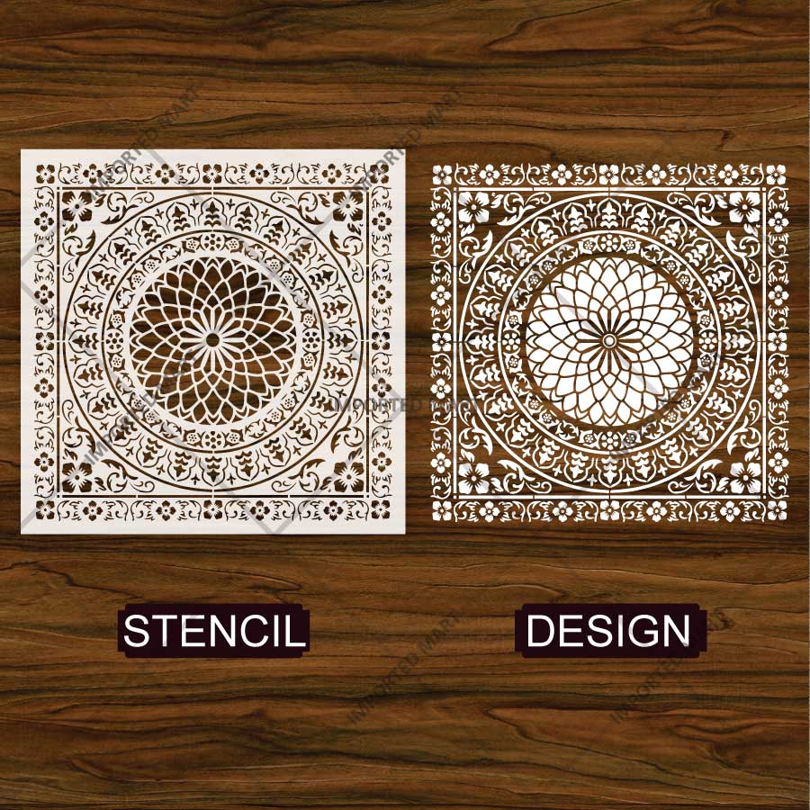 Floral Medallion Mandala Stencil for Walls, Floors & Tiles – Ornamental Decorative Pattern – ID# 735