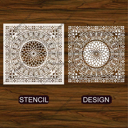 Floral Medallion Mandala Stencil for Walls, Floors & Tiles – Ornamental Decorative Pattern – ID# 735