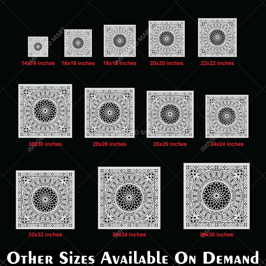 Floral Medallion Mandala Stencil for Walls, Floors & Tiles – Ornamental Decorative Pattern # ID 8