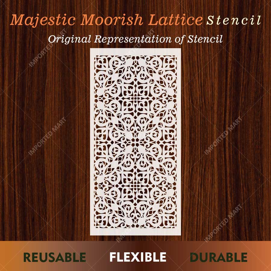 Majestic Moorish Lattice Wall Stencil for Furniture, Tiles & Wood Art – Islamic Geometric Pattern – ID# 736