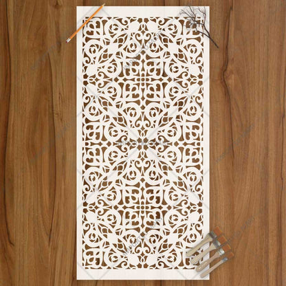 Majestic Moorish Lattice Wall Stencil for Furniture, Tiles & Wood Art – Islamic Geometric Pattern – ID# 736
