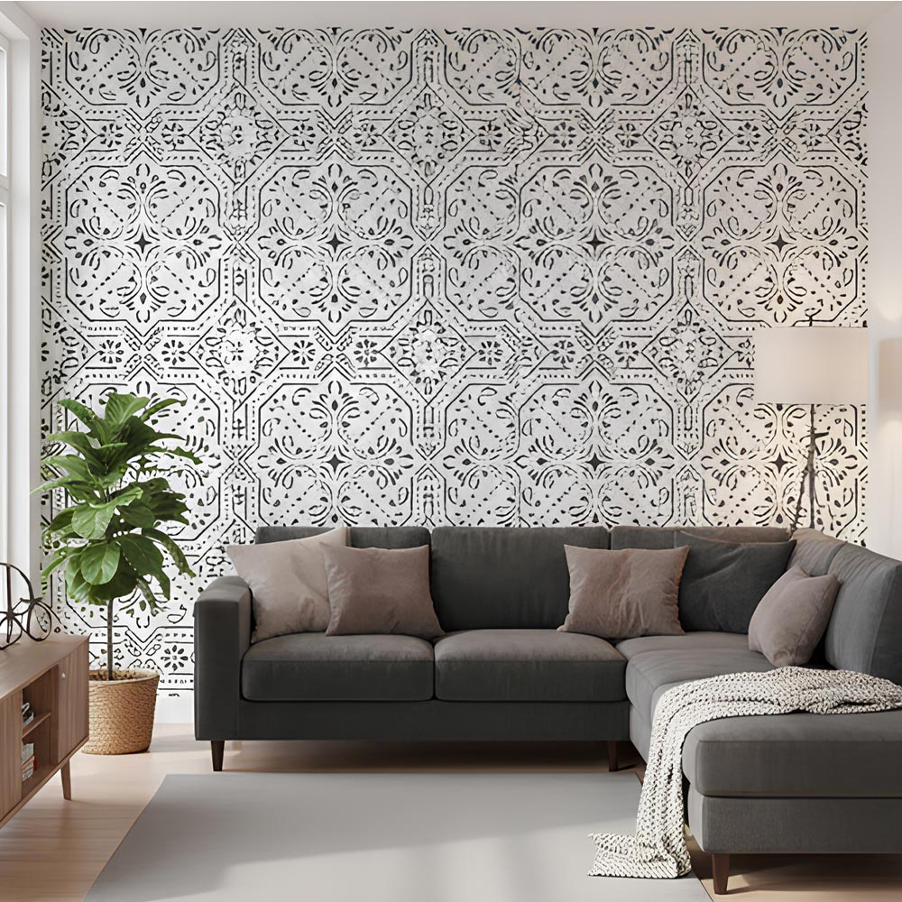 Geometric Paisley Wall Stencil for Furniture, Tiles & Floor Art – Ornamental Mandala Pattern – ID# 737