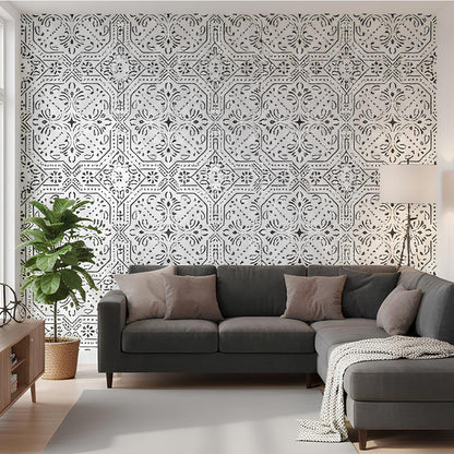 Geometric Paisley Wall Stencil for Furniture, Tiles & Floor Art – Ornamental Mandala Pattern – ID# 737