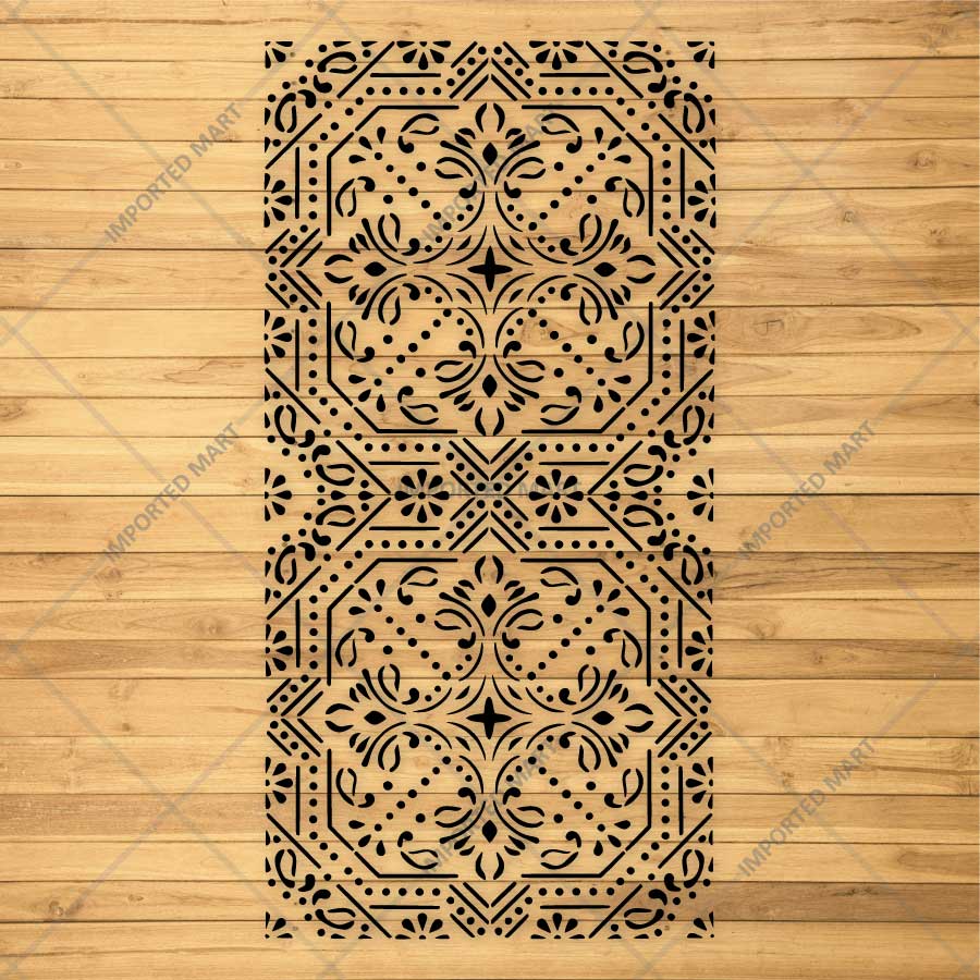 Geometric Paisley Wall Stencil for Furniture, Tiles & Floor Art – Ornamental Mandala Pattern – ID# 737