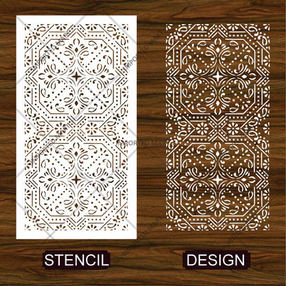 Geometric Paisley Wall Stencil for Furniture, Tiles & Floor Art – Ornamental Mandala Pattern – ID# 737