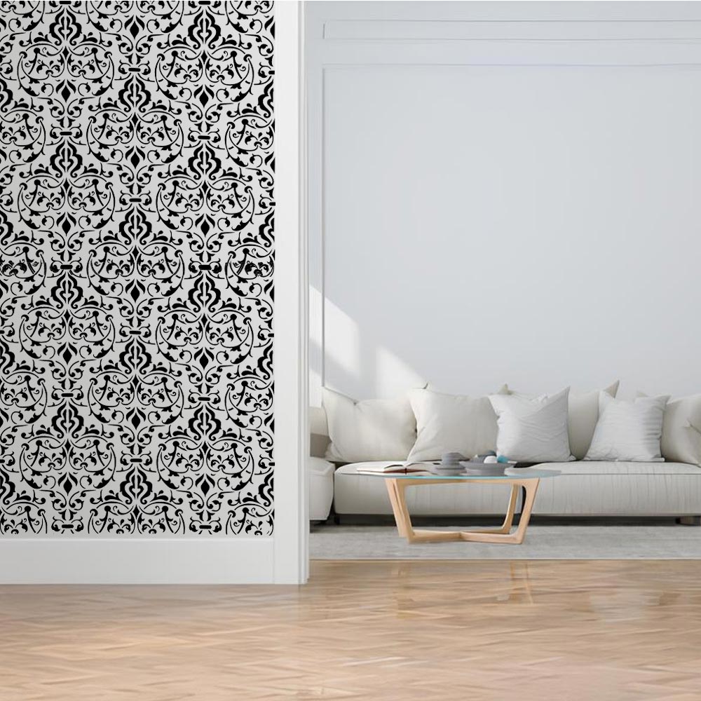 Vintage Brocade Damask Pattern Stencil for Walls, Furniture & Tiles – Classic Ornamental Repeat Design – ID# 738