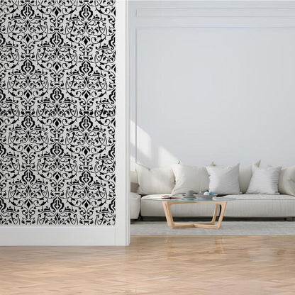Vintage Brocade Damask Pattern Stencil for Walls, Furniture & Tiles – Classic Ornamental Repeat Design – ID# 738