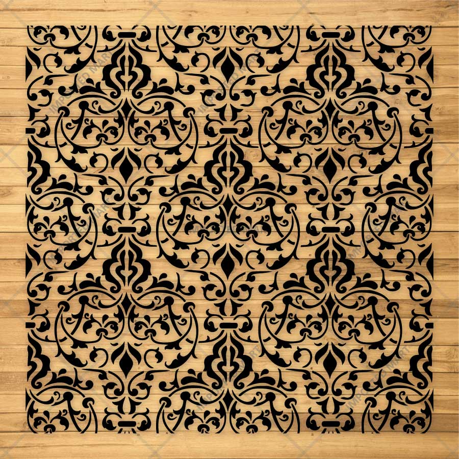 Vintage Brocade Damask Pattern Stencil for Walls, Furniture & Tiles – Classic Ornamental Repeat Design – ID# 738