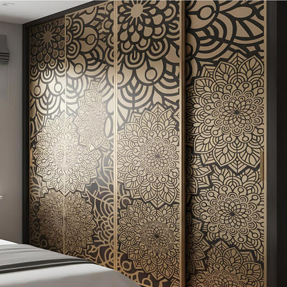 Zen Bloom Mandala Montage Stencil for Walls, Furniture & Canvas – Floral Layered Pattern Design – ID# 739