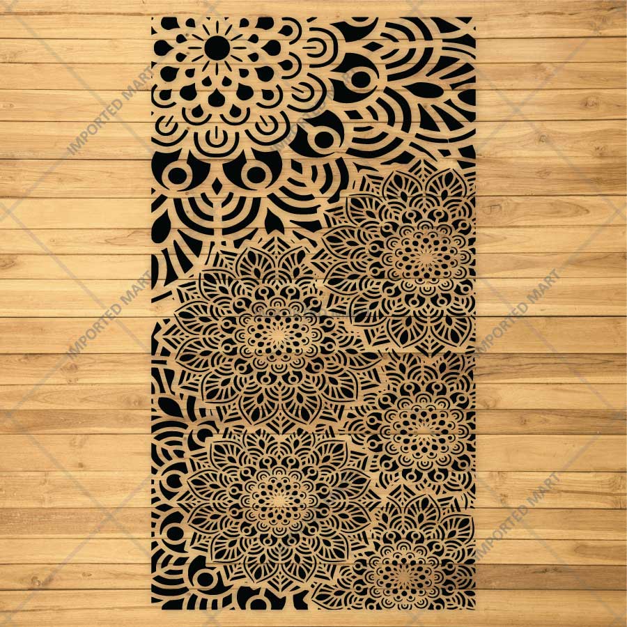 Zen Bloom Mandala Montage Stencil for Walls, Furniture & Canvas – Floral Layered Pattern Design – ID# 739