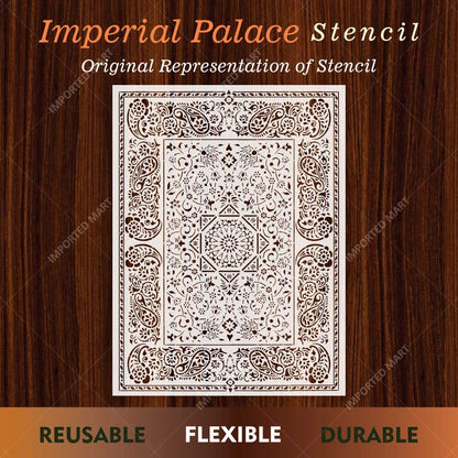 Imperial Palace Carpet Stencil for Wall, Floor & Furniture Decor – Royal Mughal Geometric Pattern – ID# 740