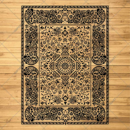 Imperial Palace Carpet Stencil for Wall, Floor & Furniture Decor – Royal Mughal Geometric Pattern – ID# 740