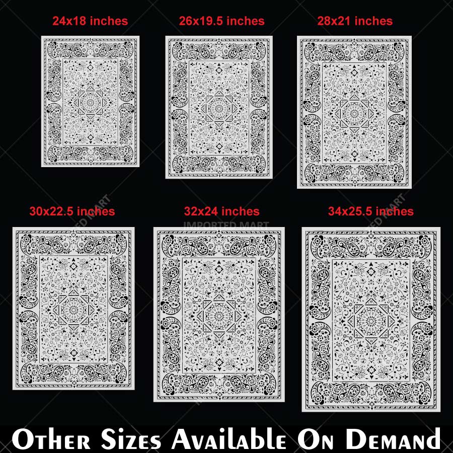 Imperial Palace Carpet Stencil for Wall, Floor & Furniture Decor – Royal Mughal Geometric Pattern – ID# 740