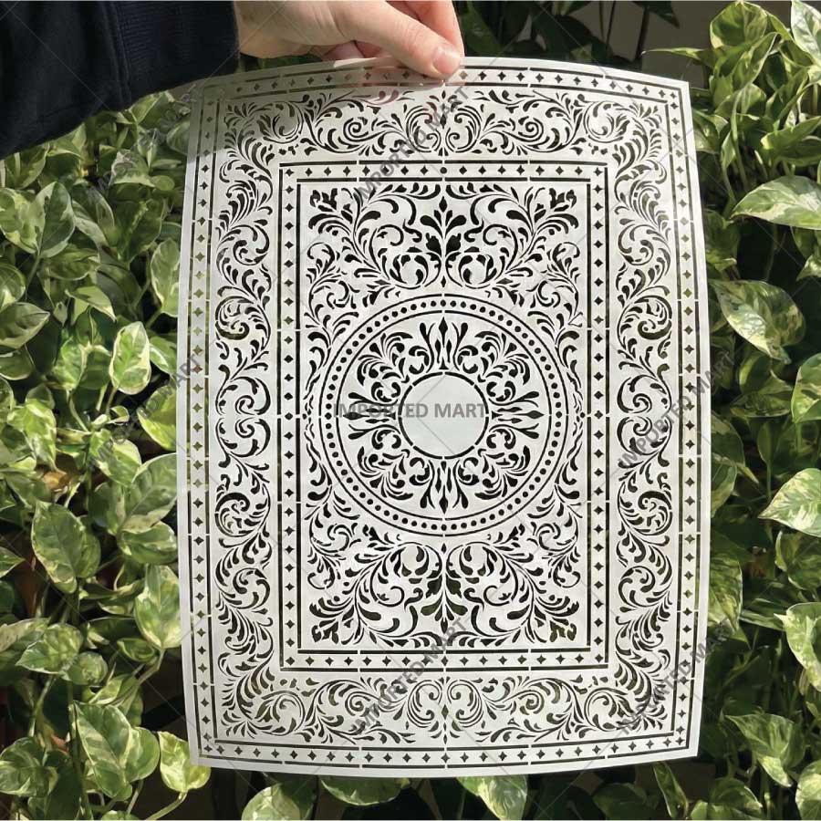 Imperial Palace Carpet Stencil for Wall, Floor & Furniture Decor – Royal Mughal Ornamental Pattern – ID# 741