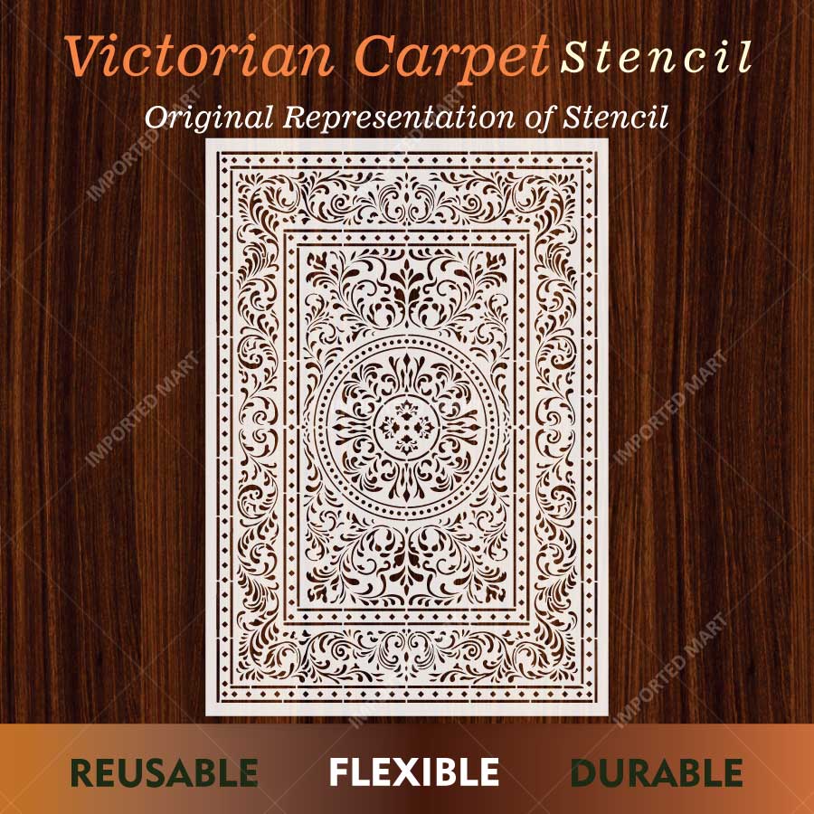 Imperial Palace Carpet Stencil for Wall, Floor & Furniture Decor – Royal Mughal Ornamental Pattern – ID# 741