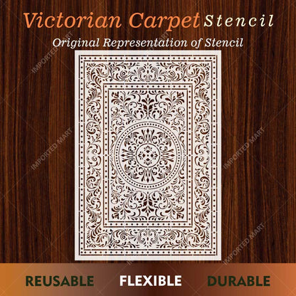 Imperial Palace Carpet Stencil for Wall, Floor & Furniture Decor – Royal Mughal Ornamental Pattern – ID# 741