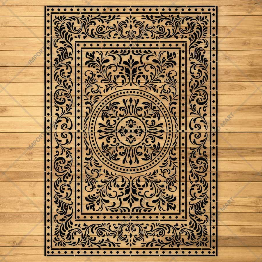 Imperial Palace Carpet Stencil for Wall, Floor & Furniture Decor – Royal Mughal Ornamental Pattern – ID# 741