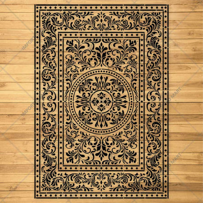 Imperial Palace Carpet Stencil for Wall, Floor & Furniture Decor – Royal Mughal Ornamental Pattern – ID# 741
