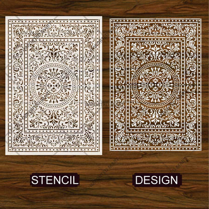 Imperial Palace Carpet Stencil for Wall, Floor & Furniture Decor – Royal Mughal Ornamental Pattern – ID# 741