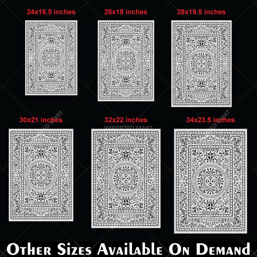 Imperial Palace Carpet Stencil for Wall, Floor & Furniture Decor – Royal Mughal Ornamental Pattern – ID# 741