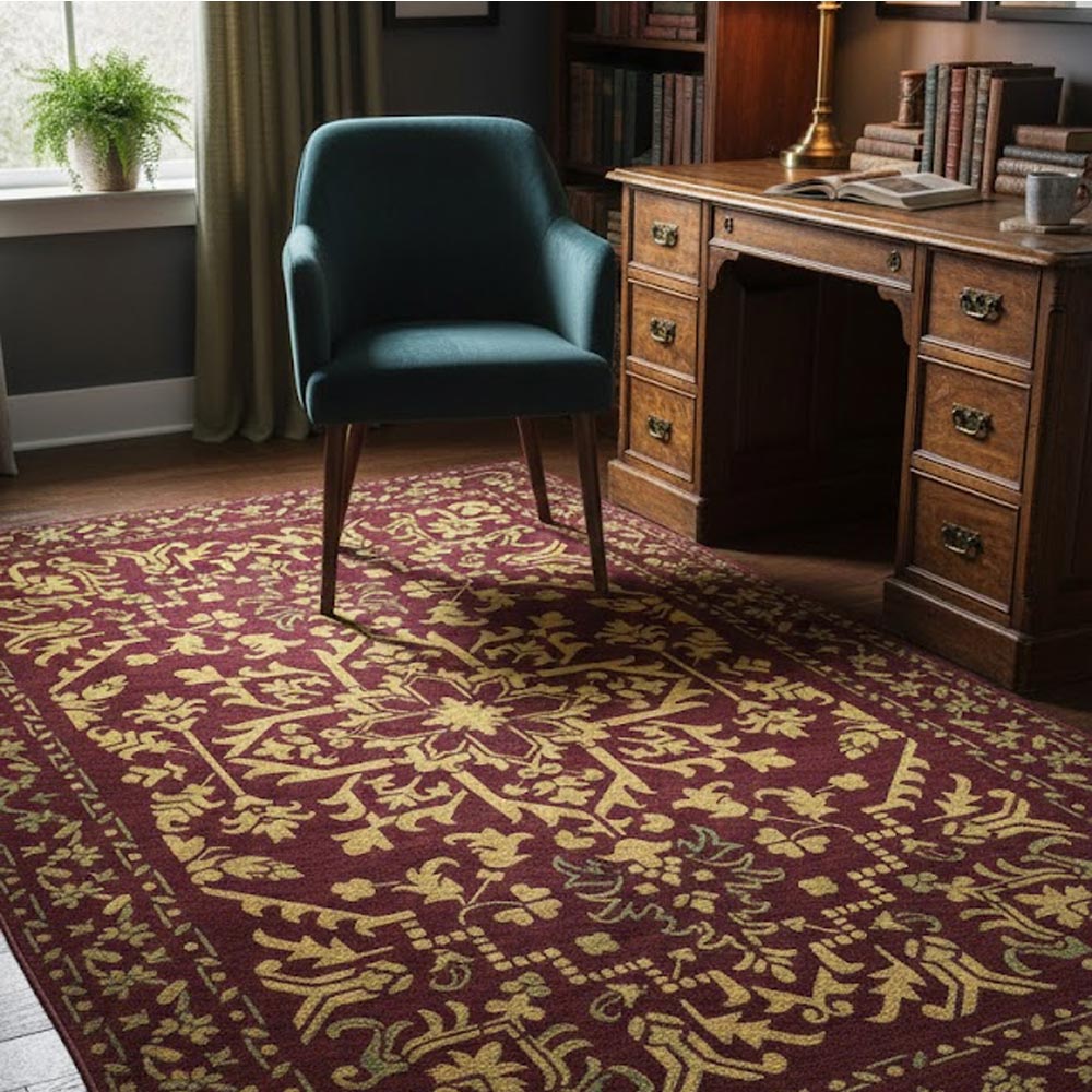 Traditional Symmetry Carpet Pattern Stencil for Wall, Floor & Tile Painting – Vintage Rug Design – ID# 744