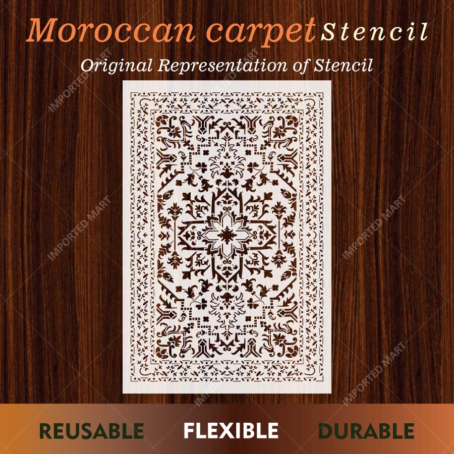 Traditional Symmetry Carpet Pattern Stencil for Wall, Floor & Tile Painting – Vintage Rug Design – ID# 744