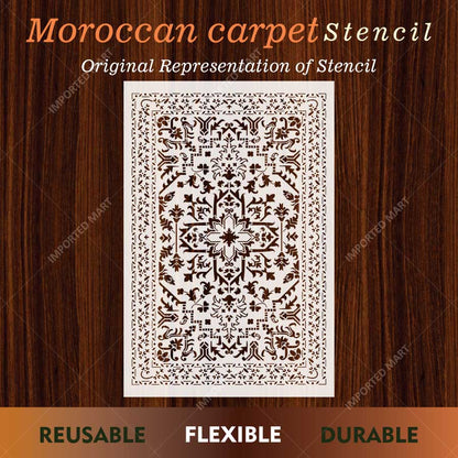 Traditional Symmetry Carpet Pattern Stencil for Wall, Floor & Tile Painting – Vintage Rug Design – ID# 744