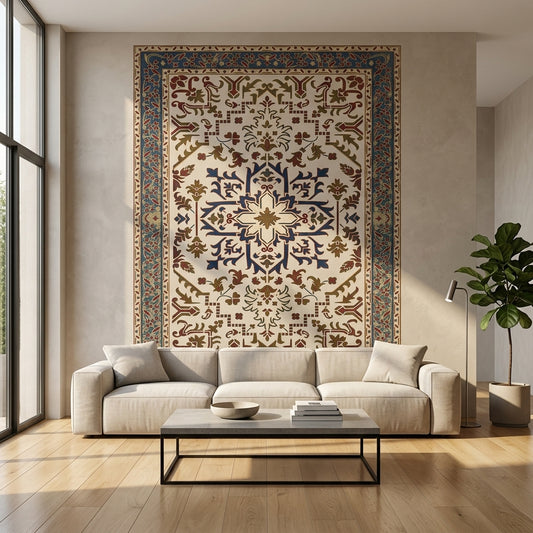 Moroccan Carpet Pattern Stencil for Walls, Floors & Furniture – Traditional Arabic Rug Design – ID# 743
