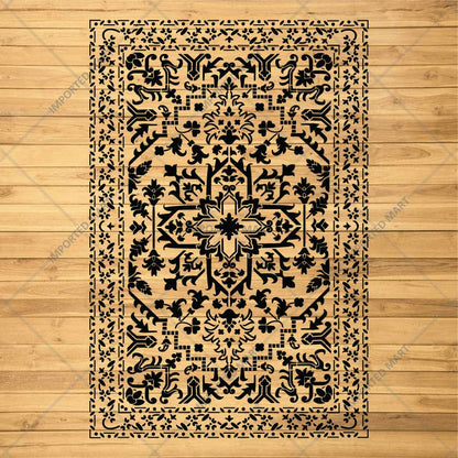 Traditional Symmetry Carpet Pattern Stencil for Wall, Floor & Tile Painting – Vintage Rug Design – ID# 744