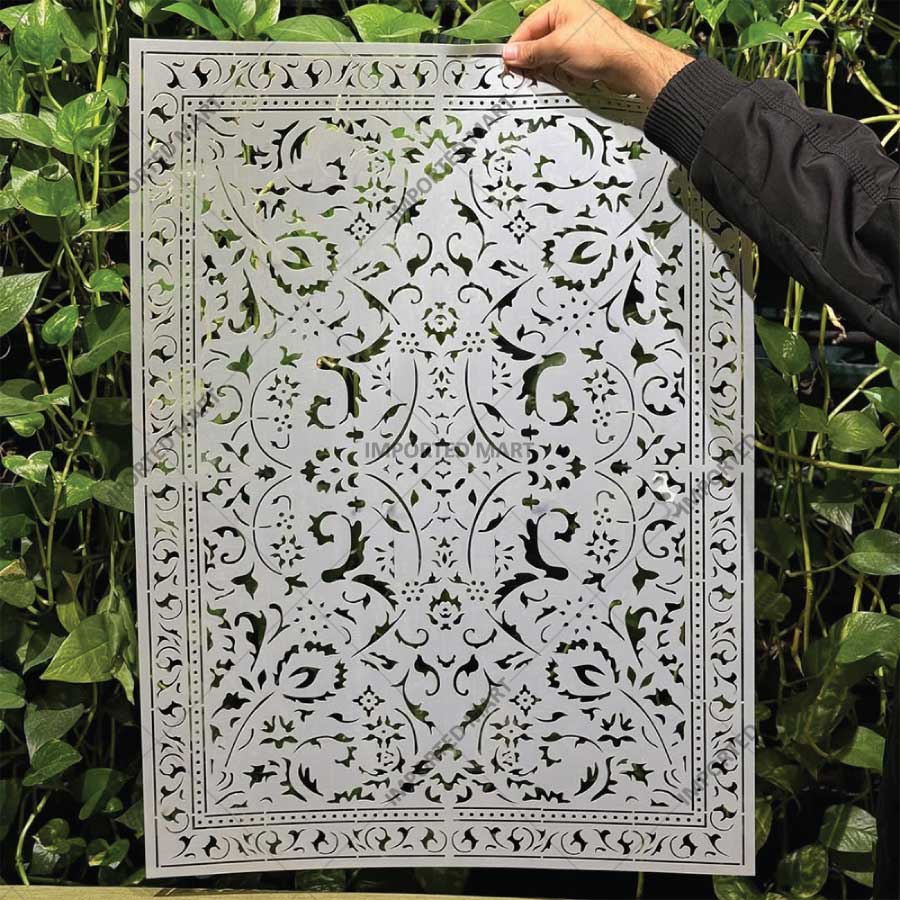 Traditional Symmetry Carpet Pattern Stencil for Wall, Floor & Tile Painting – Vintage Rug Design – ID# 744