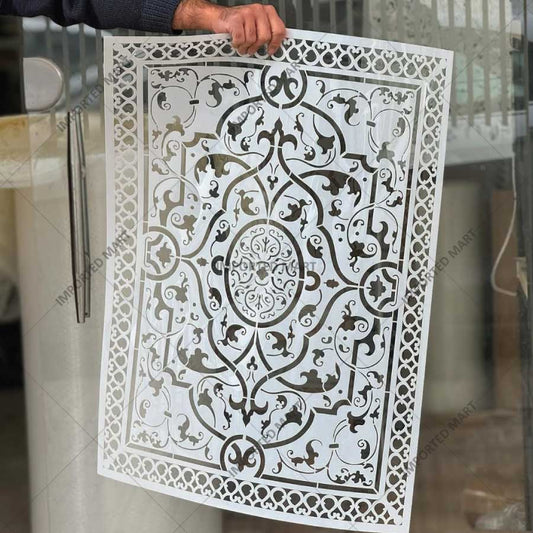 Classic Regal Carpet Pattern Stencil for Wall, Floor & Tile Painting – Vintage Ornamental Rug Design – ID# 745