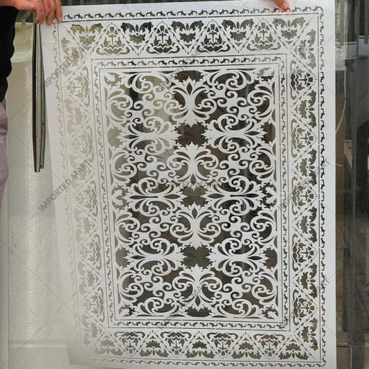 Regal Harmony Carpet Pattern Stencil for Wall, Floor & Tile Painting – Vintage Ornamental Rug Design – ID# 746