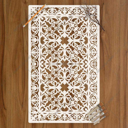 Baroque Filigree Wall & Furniture Stencil – Ornamental Vintage Scroll Pattern Design – ID# 747