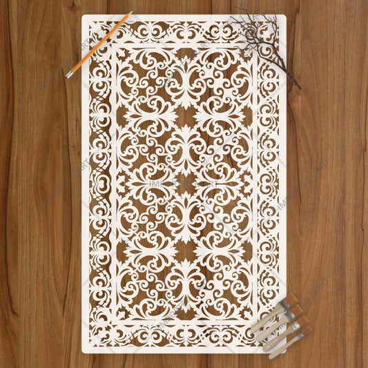 Baroque Filigree Wall & Furniture Stencil – Ornamental Vintage Scroll Pattern Design – ID# 747
