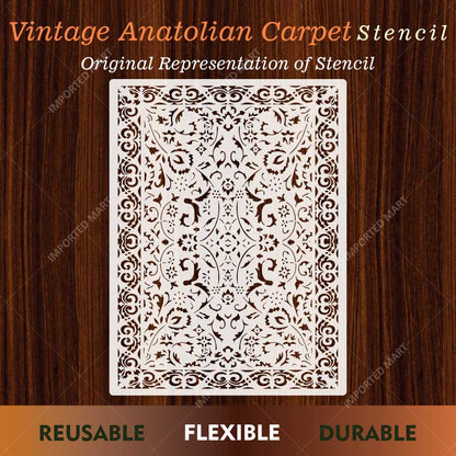 Vintage Anatolian Carpet Stencil for Walls & Floors – Traditional Turkish Rug Pattern Design – ID# 748