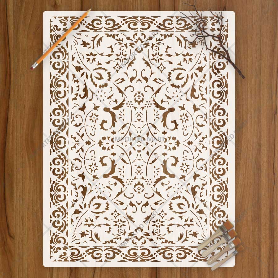 Vintage Anatolian Carpet Stencil for Walls & Floors – Traditional Turkish Rug Pattern Design – ID# 748