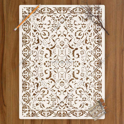 Vintage Anatolian Carpet Stencil for Walls & Floors – Traditional Turkish Rug Pattern Design – ID# 748