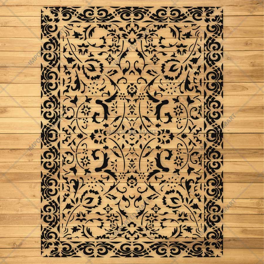 Vintage Anatolian Carpet Stencil for Walls & Floors – Traditional Turkish Rug Pattern Design – ID# 748