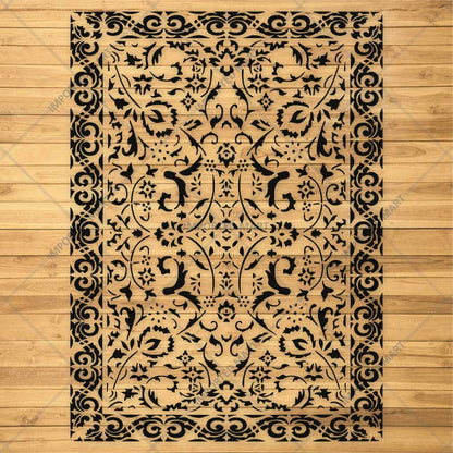 Vintage Anatolian Carpet Stencil for Walls & Floors – Traditional Turkish Rug Pattern Design – ID# 748