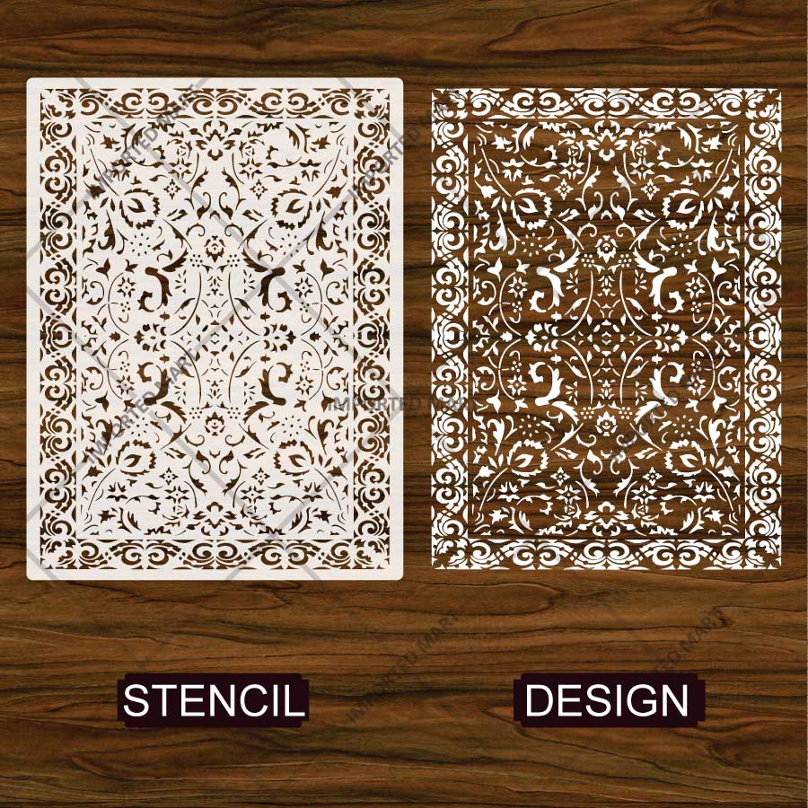 Vintage Anatolian Carpet Stencil for Walls & Floors – Traditional Turkish Rug Pattern Design – ID# 748