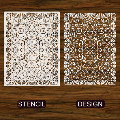 Vintage Anatolian Carpet Stencil for Walls & Floors – Traditional Turkish Rug Pattern Design – ID# 748