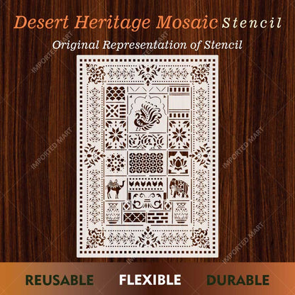 Desert Heritage Mosaic Stencil for Wall, Tile & Furniture Art – Arabian Patchwork Pattern Design – ID# 752