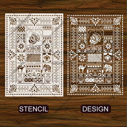 Desert Heritage Mosaic Stencil for Wall, Tile & Furniture Art – Arabian Patchwork Pattern Design – ID# 752