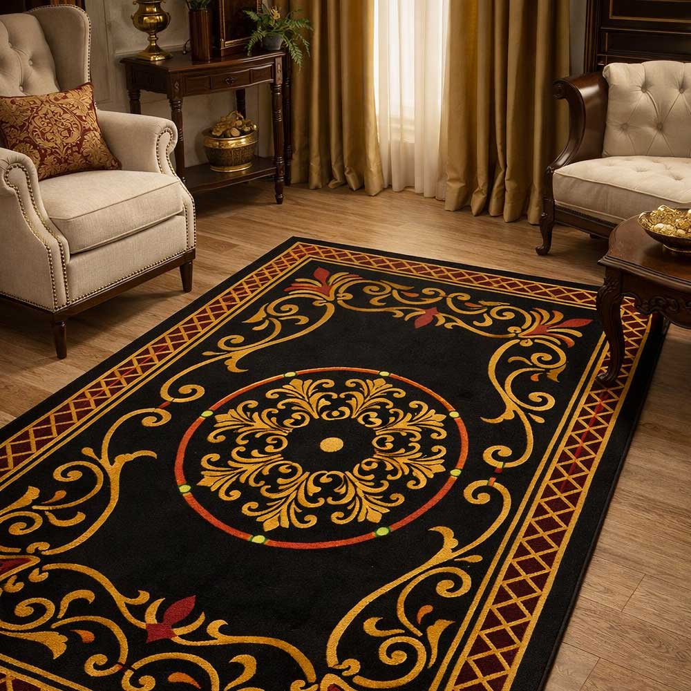 Imperial Court Filigree Rug Stencil for Floor, Wall & Furniture Art – Ornamental Carpet Pattern Design – ID# 754