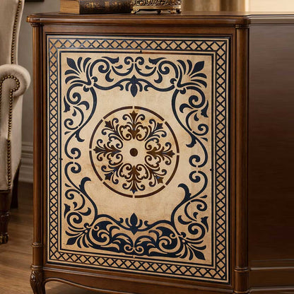 Imperial Court Filigree Rug Stencil for Floor, Wall & Furniture Art – Ornamental Carpet Pattern Design – ID# 754